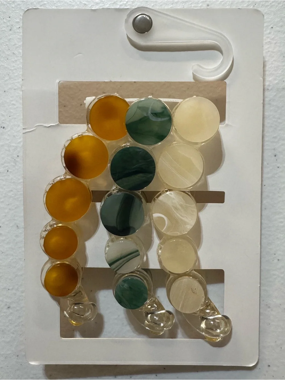 Sincerely Jules Circle Hair Clips Set of 3 - Cream, Green, Amber